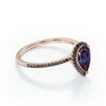 thumbnail image 3 of Halo Design 1.15 TCW Pear Cut Lab Created Alexandrite and Black Diamond Scalloped Pave Engagement Ring in 18K Rose Gold Plating over Silver, 3 of 6