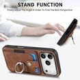 thumbnail image 6 of For iPhone 17 Pro Max Phone Case Wallet with Card Holder,PU Leather Metal Ring Buckle Holder Kickstand  Women Men Magnetic Cover,Brown,For iPhone 17 Pro Max, 6 of 8