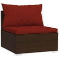 thumbnail image 3 of vidaXL 5 Piece Patio Lounge Set with Cushions Poly Rattan Brown, 3 of 7