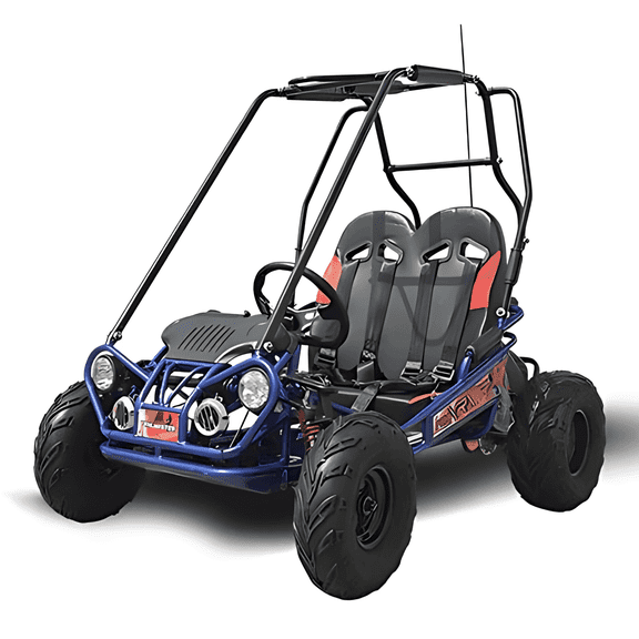 Trailmaster Mini XRX/R Go Kart with Reverse Top of The line. Age up to 10 Years Old Pedals and Seats Adjust. with Assembled Version Now! (Plus, Blue)