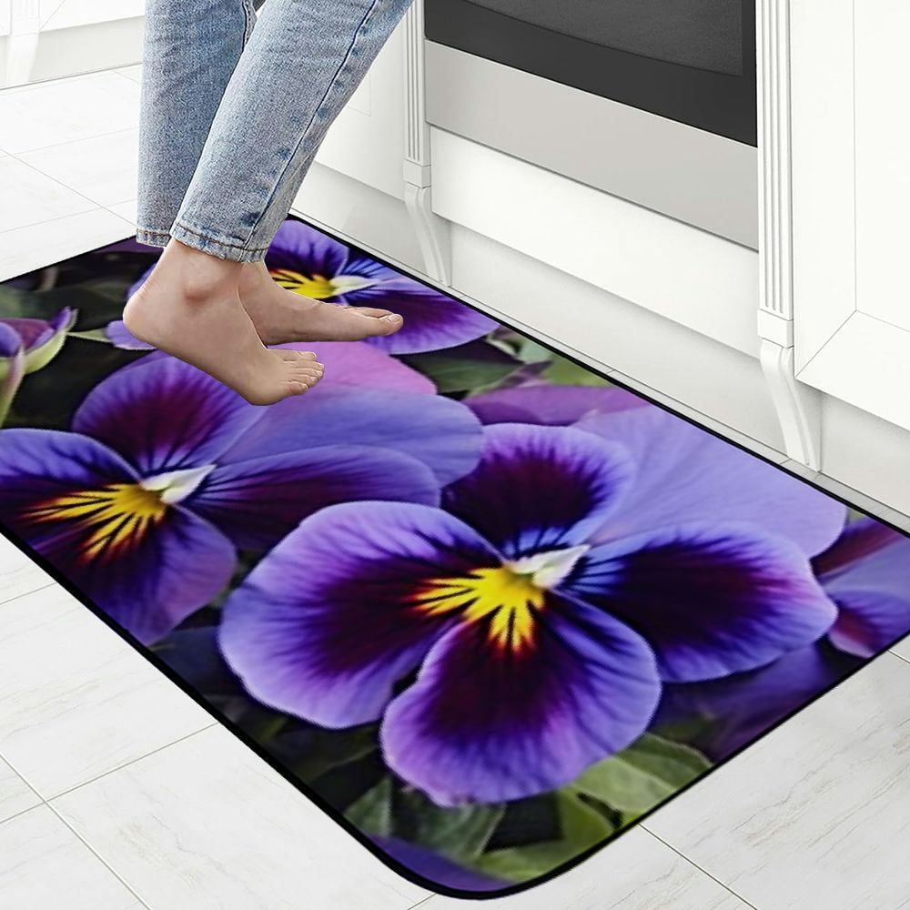 Heduofu Decorative Door Mat, Door Mat with Non-Slip Rubber Backing, Easy Cleaning, Traps Dirt, Rug for Entry, Patio, Garage - Pansy Flowers Plant Nature Spring Violet Blossom 19.68*47.24 in