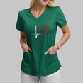 thumbnail image 4 of NIEWTR Solid Color V Neck Scrub Tops for Women Stretchy Pattern Print Uniform Tunics with Pockets(Dark Green,S), 4 of 4