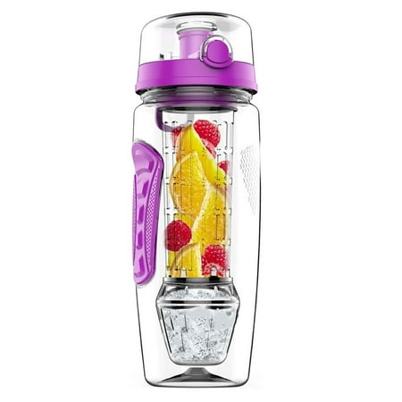 

Portable Water Bottle Drinkware Bottle Shaker Travel Sport Water Bottles Space Cup with Ice Ball Attachment Purple