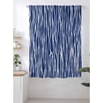 thumbnail image 2 of Sheer Curtains 72 Inches Long, Vintage Wave Lines Semi Sheer Curtains Light Filtering Window Treatment, Classic Minimalist Striped Navy Blue Privacy Voile Drapes for Living Room Bedroom 52x72 Inch, 2 of 7