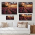 thumbnail image 4 of Designart 'Dramatic Clouds and Sunrise Over Lavender Field IV' Farmhouse Print on Natural Pine Wood, 4 of 5
