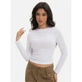thumbnail image 3 of Womens Long Sleeve Shirts Basic Crop Tops Going Out Fall Fashion Underscrubs Layer Slim Fit Tops, 3 of 6