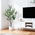 thumbnail image 2 of Yeshouse Olivo artificial alto con tronco y frutos realistas en maceta blanca irrompible, decoración realista para interiores y exteriores, hogar, oficina o jardín, 2 of 7