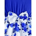 thumbnail image 7 of Summer Ribbed Dress for Girls Casual Flutter Floral Dress A-Line Cotton Cute Going Out Outfits Lounge Wear, Blue, 5 Years, 7 of 7
