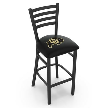 L004 - 30" Black Wrinkle Colorado Stationary Bar Stool with Ladder Style Back by Holland Bar Stool Co.