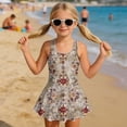 thumbnail image 3 of Xixirimido Aztec Tribe Gray Print Girls One Piece Swimsuits with Skirt Sleeveless Swim Dress Modest Skirted Swimwear with Built-in Shorts UPF 50+ Bathing Suit, 3-4 Years, 3 of 5