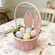 thumbnail image 4 of Cesta de almacenamiento tejida a mano con forma de orejas de conejo de Pascua | Cesta decorativa de ratán de plástico para arreglos florales y decoración del hogar, 4 of 6