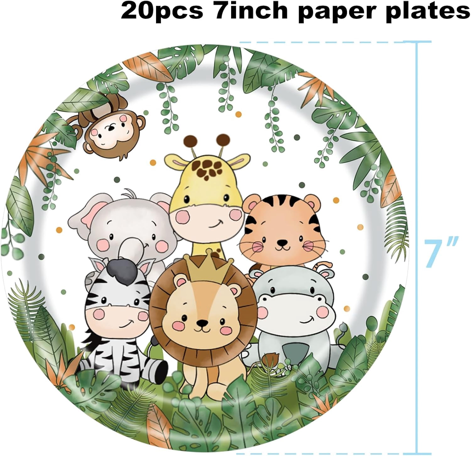 162 Pcs Jungle Safari Birthday Party Supplies Decorations, Jungle Animals Disposable Tableware Sets, Include Cup Plate Napkin Straw Forks Spoons Knifes Tablecloth and Banner, Serves 20 Guests