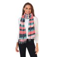 thumbnail image 2 of FORMRS Womens Scarf Winter Soft Long Big Warm Shawls Wrap Tassel Scarves, Red Teal Stripes, 2 of 9