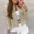thumbnail image 1 of Cárdigan de manga larga para mujer, abrigo de lentejuelas brillantes, frente abierto, chaqueta informal para mujer, champán2XL, 1 of 5