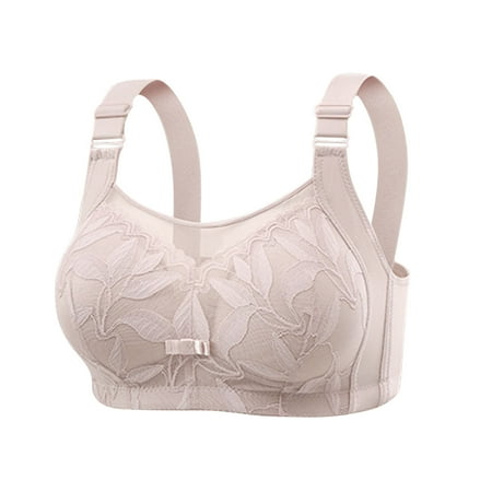 YUGYXL Full Coverage Bras for Women Seamless Daily Bra Wide Strap Adjustable Lace Bras Breathable Anti Sagging Bras with Stretch Back Gray XXL