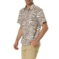 thumbnail image 5 of MODA NOVA Big & Tall Men's Short Sleeve Printed Button Front Beach Hawaiian Shirt Brown and White 38, 5 of 7