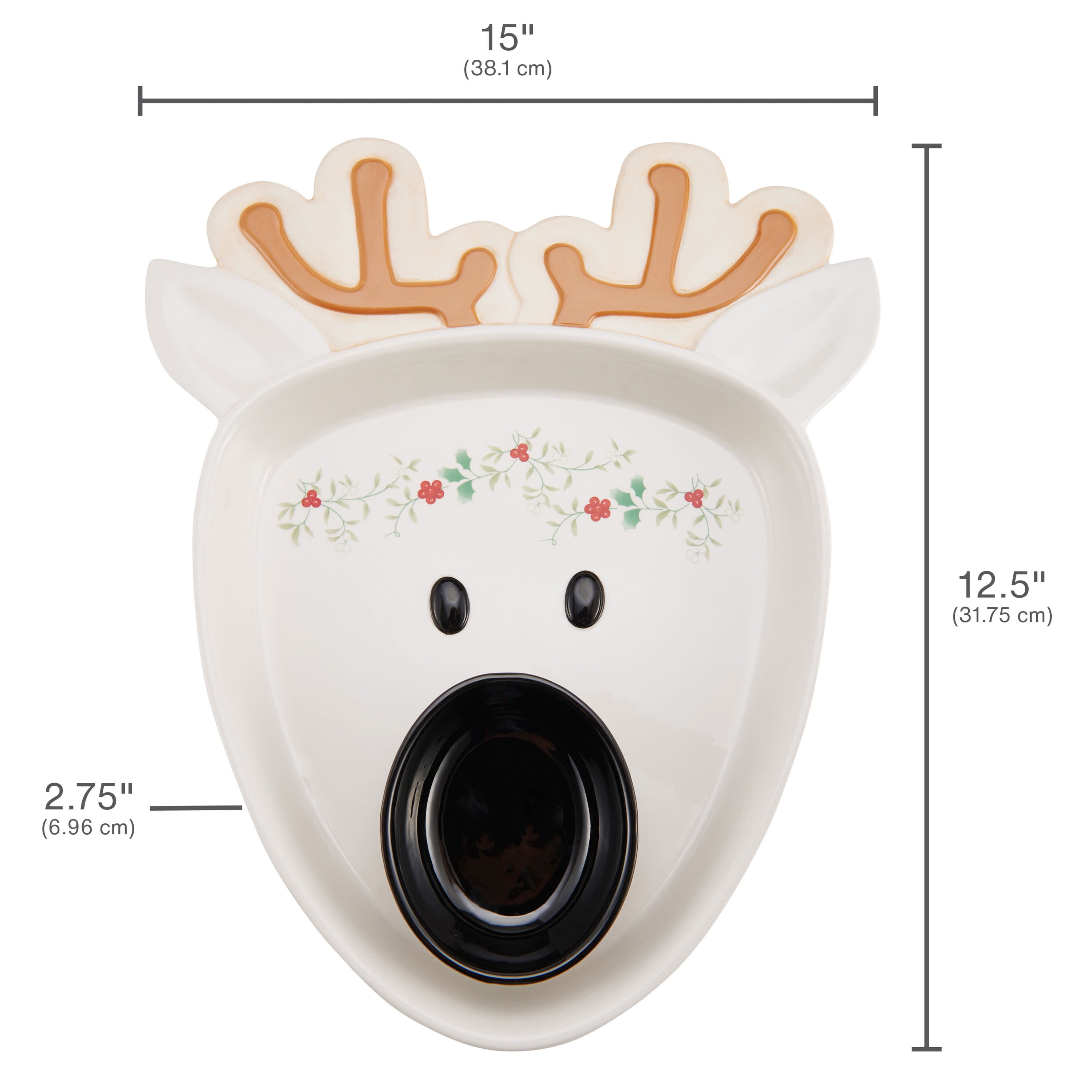 Pfaltzgraff Winterberry Reindeer Chip and Dip Serving Tray