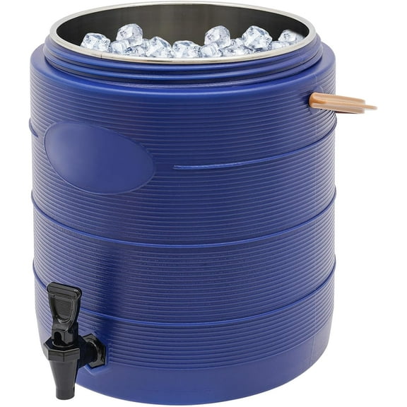 Stainless Steel Insulated Beverage Dispenser, 6.6Gal/25L Hot and Cold Drink Dispenser with Faucet, Thermal Drink Container for Tea, Coffee, Milk, Juice, Party, Catering, Outdoor Use (Blue, 25L)
