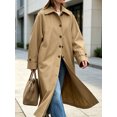 thumbnail image 2 of Womens Long Trench Coat Single Breasted Oversized Windproof Classic Lapel Fall Overcoat, 2 of 7