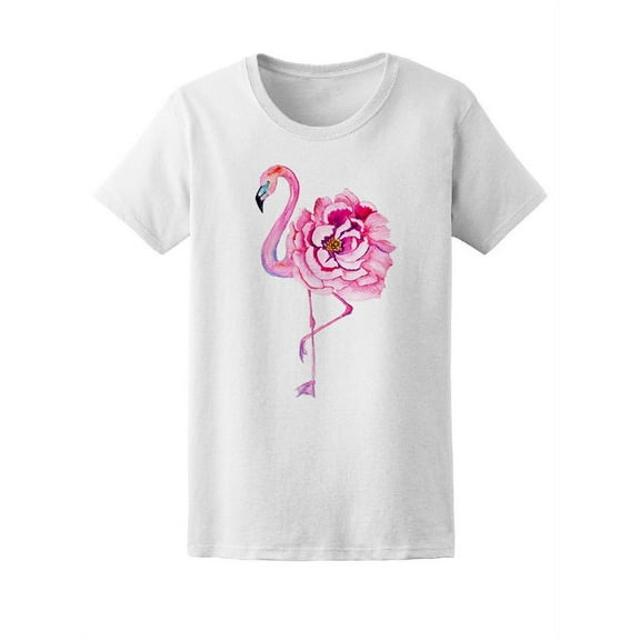 Flamingo With Flower Body T-Shirt Women -Image by Shutterstock, Female Small