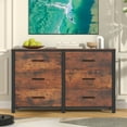 thumbnail image 3 of Winkalon Double Dresser with 6 Drawers,Large Chest of Drawers Storage Cabinet for Bedroom Living Room,Brown, 3 of 9