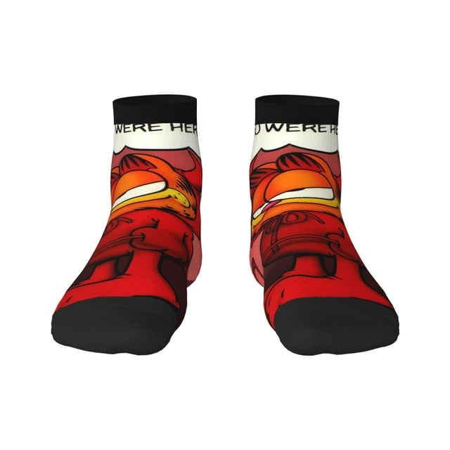 Zufioo Garfield Print 30cm Adult Socks, Contrast Color Straight Socks Sports Socks - Moisture Wicking, High Elasticity, Unisex