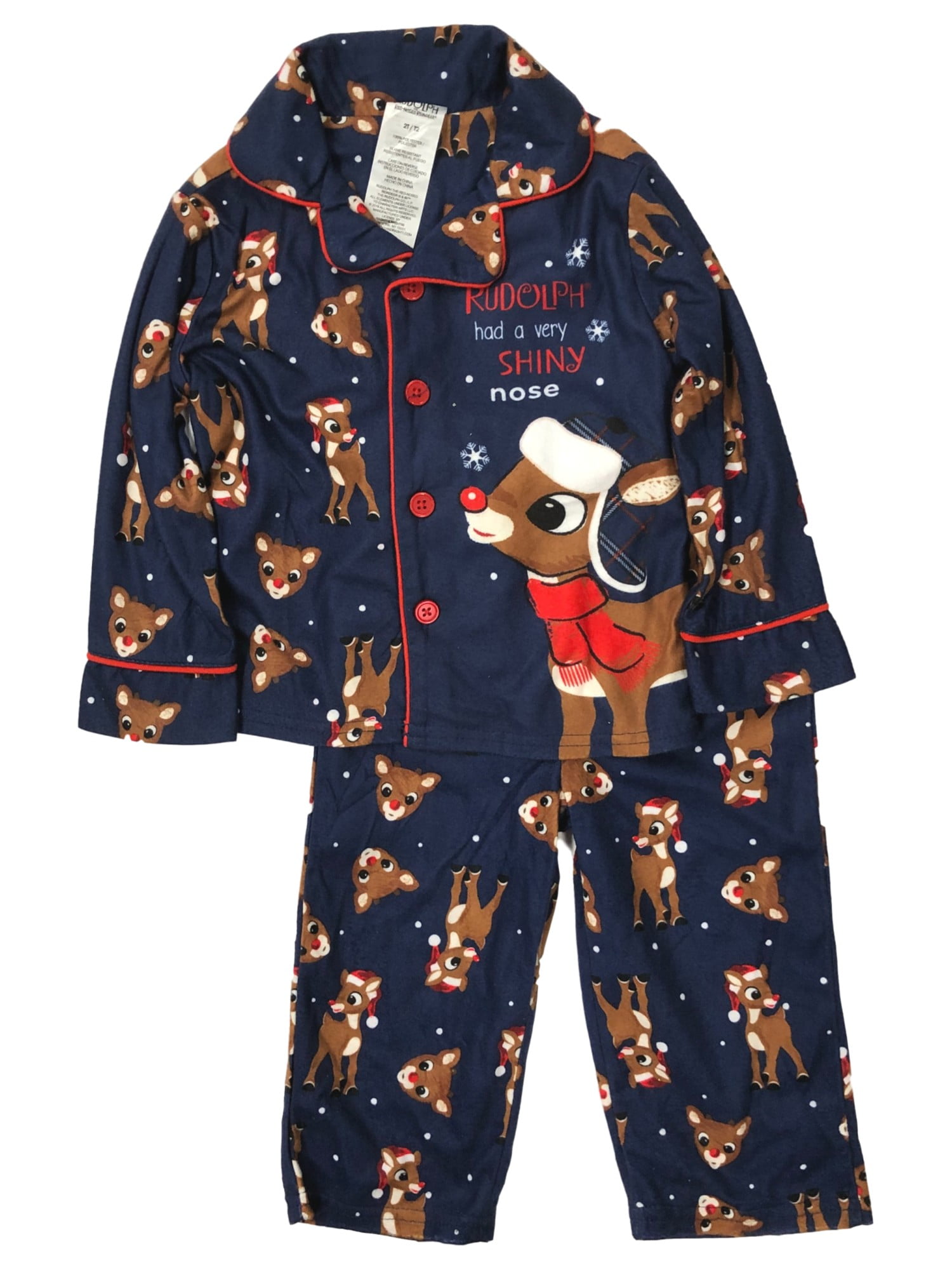Infant & Toddler Boys Blue Rudolph Reindeer Christmas Pajamas Sleep Set ...