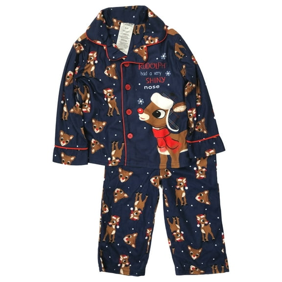 Infant & Toddler Boys Blue Rudolph Reindeer Christmas Pajamas Sleep Set 12m
