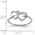 thumbnail image 4 of Sterling Silver Rhodium Plated Diamond Double Heart Ring (Size 7) Made In India qr5607-7, 4 of 5