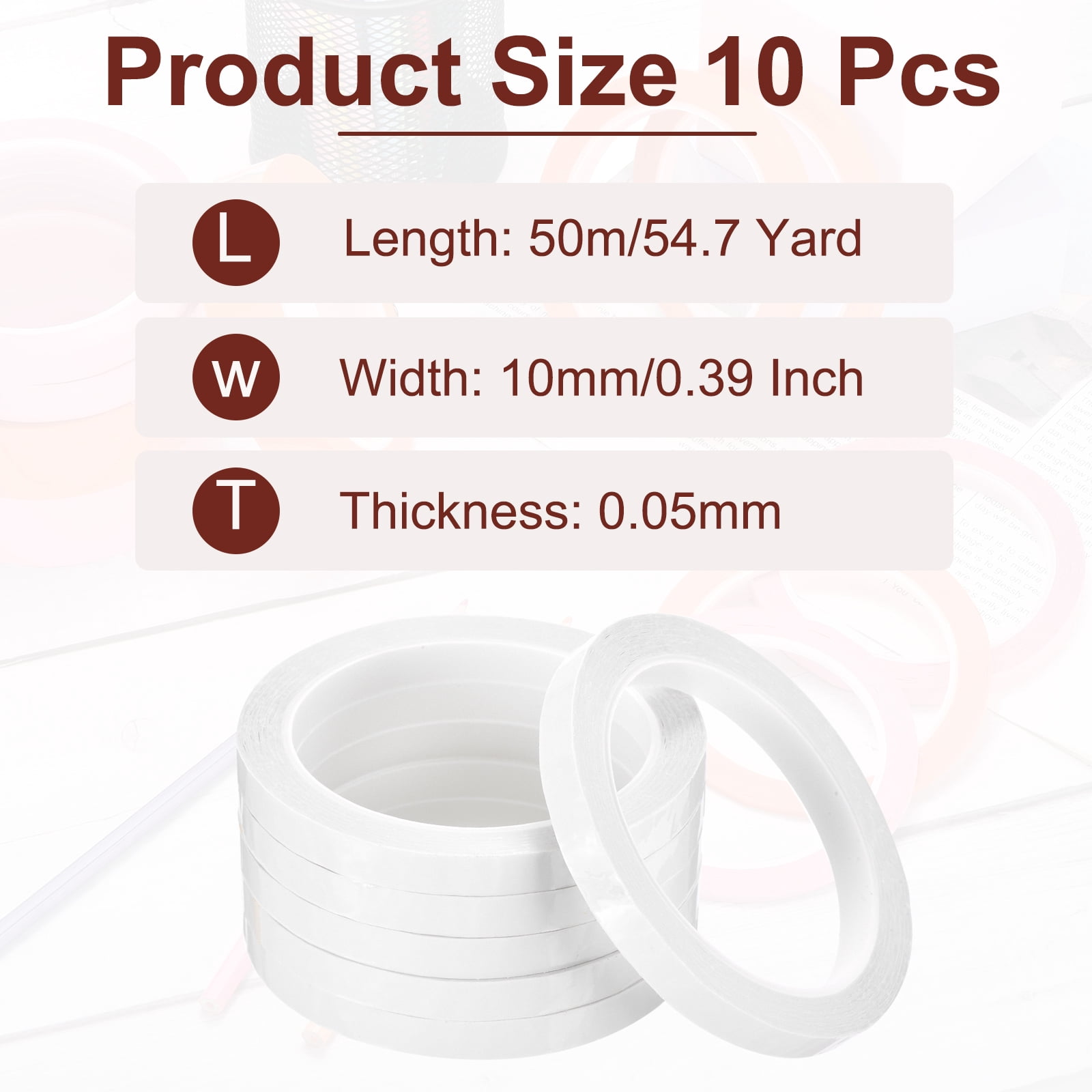 Uxcell 10 Rolls Whiteboard Tape Graphic Chart Tape 10mm 54.7 Yard Art Tape Thin Self-Adhesive Pinstripe Tape Masking Tape, White