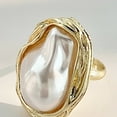 thumbnail image 7 of rygai Elegant Women Irregular Faux Pearl Open Ring Exquisite Alloy Jewelry Fashion Finger Ring Banquet Party Accessories Jewelry Gift,Golden, 7 of 7