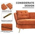 thumbnail image 3 of 64" Velvet Tufted Loveseat Sofa, Upholstered Tub Barrel Sofa Chair with 2 Pillows and Golden Metal Legs, Club 2-Seat Sofa for Living Reading Room Bedroom Apartment, Orange, 3 of 9