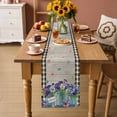 thumbnail image 3 of Table Runner - 90 Inch Long, Hello Spring Kitchen Dining Table Runner Dresser Scarves, Pastoral Purple Bottle Floral Wooden Plaid Farmhouse Decor for Coffee Tables Wedding Party Banquet, 3 of 8