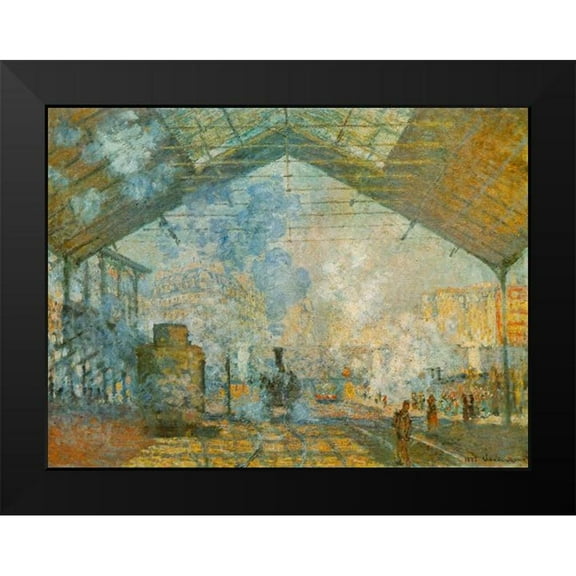 Monet, Claude 14x12 Black Modern Framed Museum Art Print Titled - La Gare St. Lazare 1877