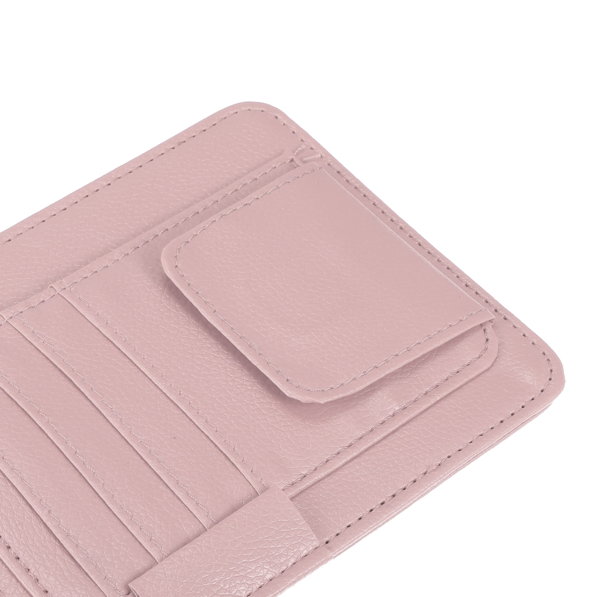 Unique Bargains PU Leather Car Sun Visor Organizer Glasses Holder and Card Holder Pink