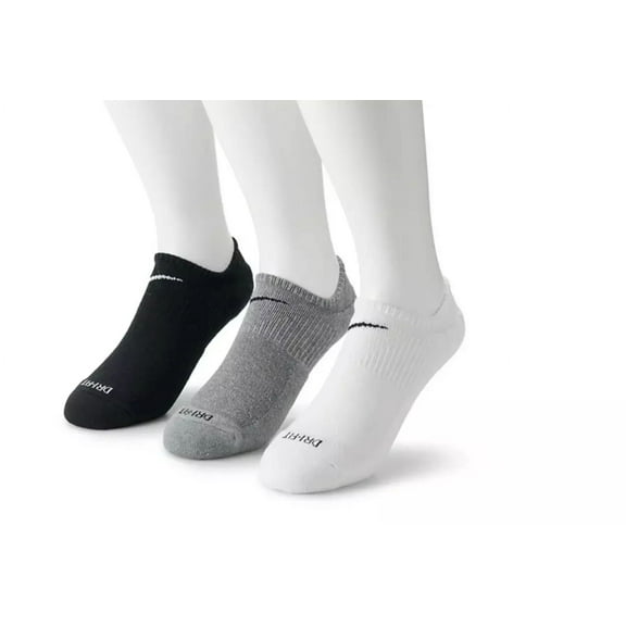 Nike Everyday Plus Cushion No-Show Socks 6 Pairs Black/White/Grey Medium, B00AV5VBVQ