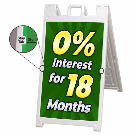 0 Interest 18 Months (24" x 36") Deluxe A-Frame Signicade, Includes 2 Removable Panels & Stand