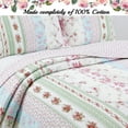 thumbnail image 3 of Cosy Line Home Fashions 100% algodón auténtico patchwork rosa floral cabaña Shabby Chic reversible juego de cama colcha colcha (Wild Rose King - 3 piezas), 3 of 5