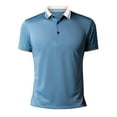 thumbnail image 3 of Sngxgn Shirts for Men Polo Short Sleeve Collared Shirt(Blue,XL), 3 of 8