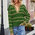 thumbnail image 2 of Siilsaa Sweaters for Women Trendy Lightweight Cotton Sweaters Long Sleeve Crew Neck Color Block Striped Knitted Pullover Tops Green,M, 2 of 4