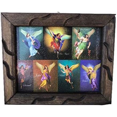 Los 7 Arcangeles Imagen Cuadro o 9"x11" Seven Archangels Wooden Frame, New