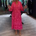 thumbnail image 4 of Ovzne Robes d'Été pour Femmes Robe Femme Été Aguichant Mode Imprimé Bouton Manches Courtes Col Rabattu Robe Robe de Printemps Manches Longues Imprimée Liquidation, 4 of 7