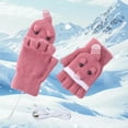 thumbnail image 5 of IDALL Winter Fingerless Gloves for Women Men Warm Knitted Convertible Mittens Flap Cover Hot Pink One Size, 5 of 7