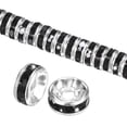 thumbnail image 1 of Paquete de 100 cuentas espaciadoras rondelle, 0.24 pulgadas/6mm cuentas sueltas de cristal de rhinestone checo [Negro], 1 of 6