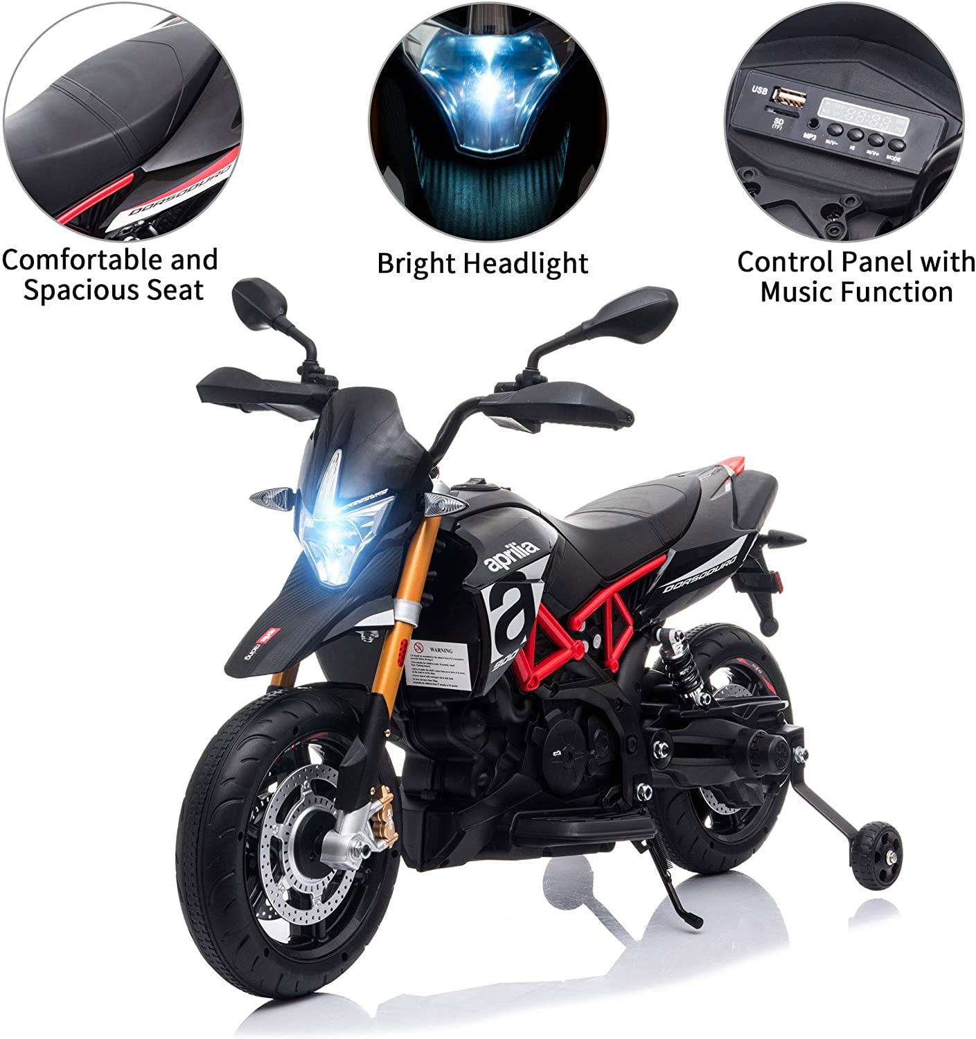 12V Kids Ride-On Motorcycle, Battery Powered Dirt Bikes for Kids with Lights, Music Story USB MP3 12V Kids Ride-On Motorcycle, Battery Powered Dirt Bikes for Kids with Lights, Music Story USB MP3