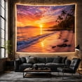 thumbnail image 6 of Tropical Beach Sunset with Palm Trees on a Sandy Shore, Serene Coastal for Beach Lovers, Tranquil Ocean Art Decor, Housewarming Gift, Tapestry Wall Hanging for Bedroom and Living Room, 6 of 7