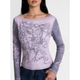 thumbnail image 4 of Madden NYC Women's Boatneck Graphic Top with Long Sleeves, Sizes XXS-XXL, 4 of 6