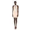 Adrianna Papell Women's Halter Beaded Dress, Silver/Nude, 6