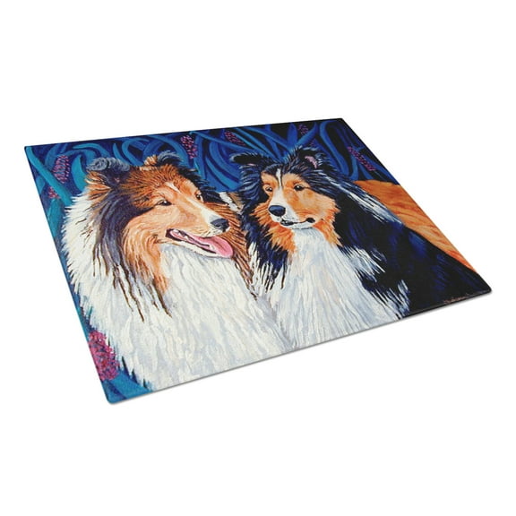 Caroline's Treasures Sheltie Glass Cutting Board Large