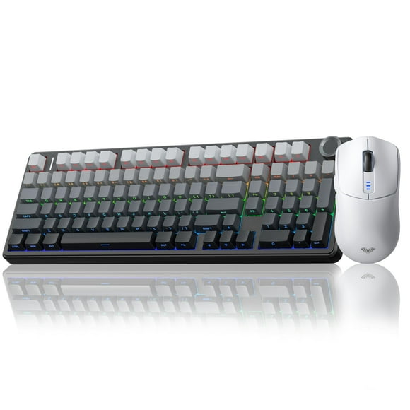 AULA Wireless Keyboard and Mouse Combo, F99 Pro Wireless Mechanical Keyboard with Knob,Tri-Mode Hot Swappable Keyboard+SC580 Wireless Gaming Mouse White